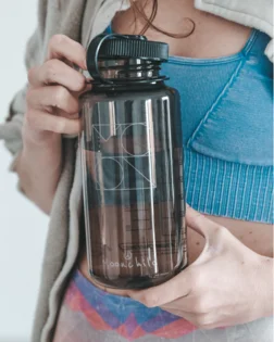 Durable 1l eco-friendly water bottle made from recycled BPA and BPS free plastic ideal for yoga, workouts and outdoor sports